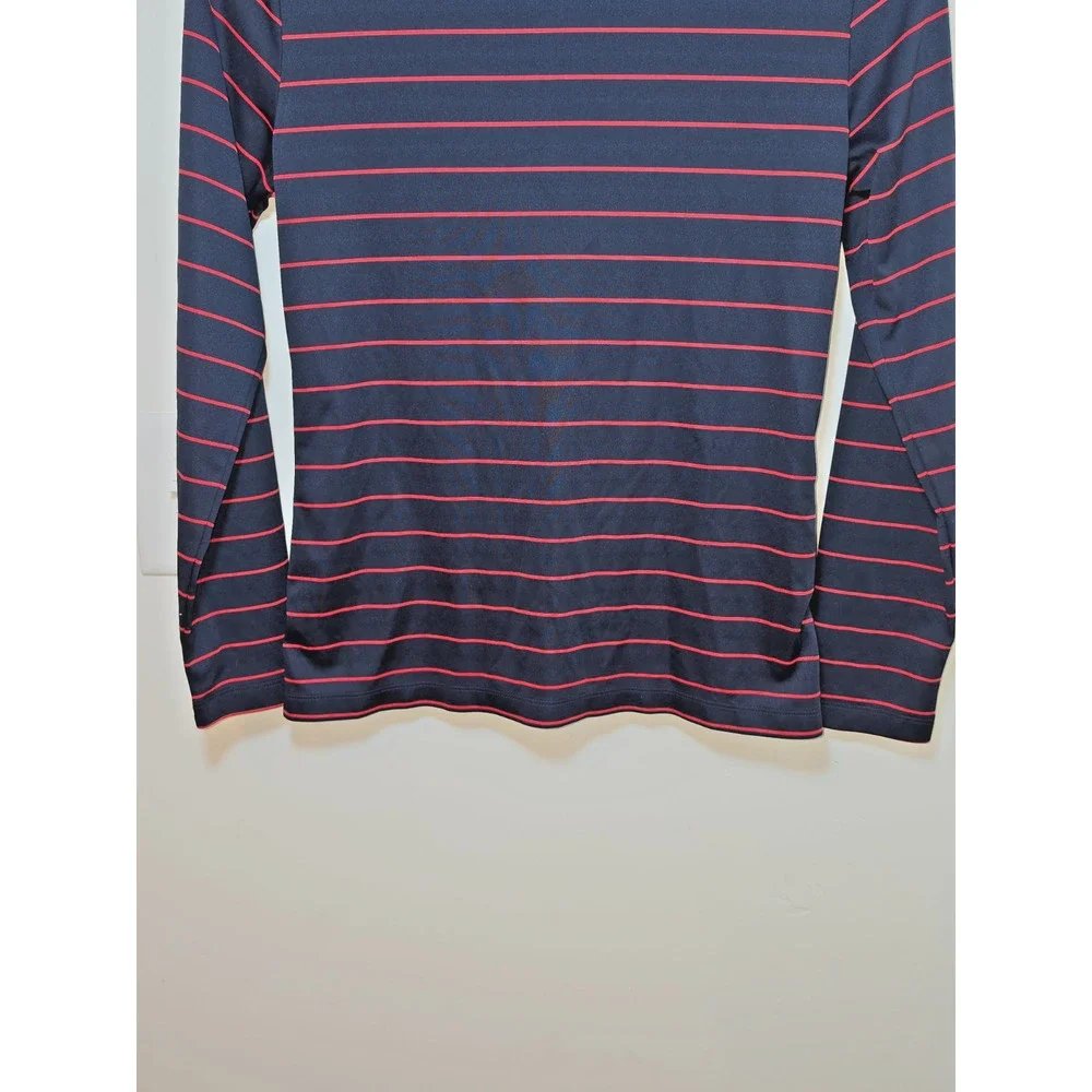 Tory Burch Sport Striped Navy 1/4 Zip Pullover Womens Size XS Golf Tennis Top
